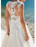 Ivory Lace Tulle Illusion Back Wedding Dress
